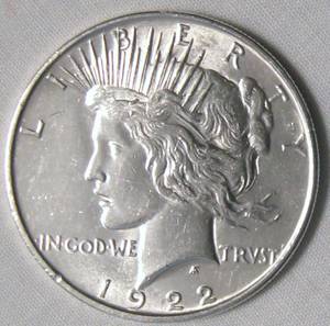 1922 Peace Silver Dollar Coins (Rocky Mount)