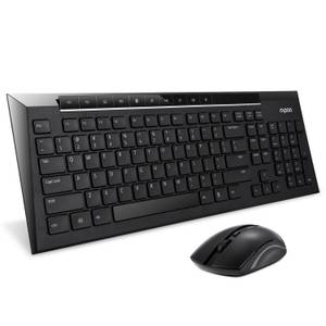 Rapoo 8200P Wireless Multimedia Keyboard & Mouse Black Computer Spillp (queen