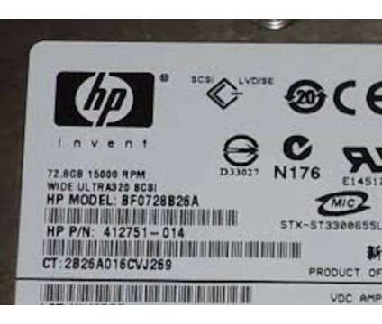 USED HP 72.8GB 15,000RPM Ultra-320 SCSI 3.5-Inch Hot Swappable