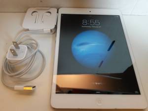 iPad Mini, wifi + cellullar, with charger and apple earbuds