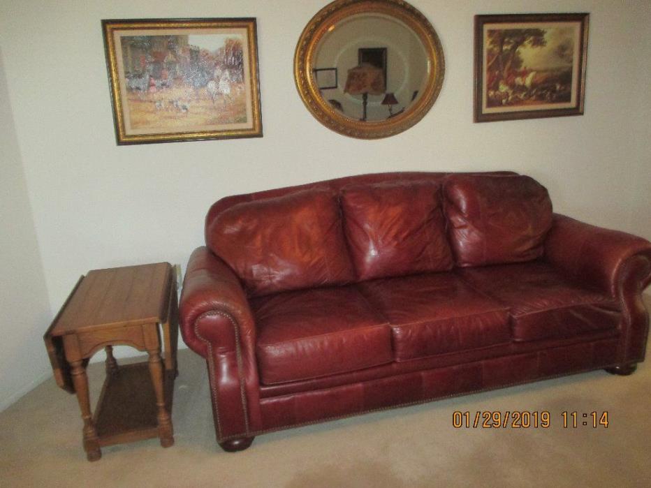 Broyhill Burgundy Leather Sofa