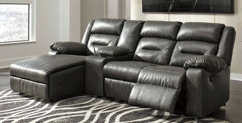 Ashley Furniture 51103-16-46-57-41 4 pc Coahoma gray faux leather sectional sofa