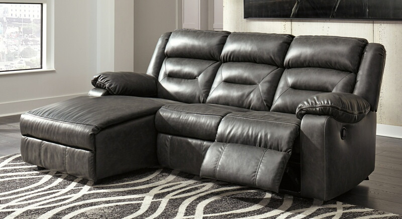 Ashley Furniture 51103-16-46-41 3 pc Coahoma gray faux leather sectional sofa