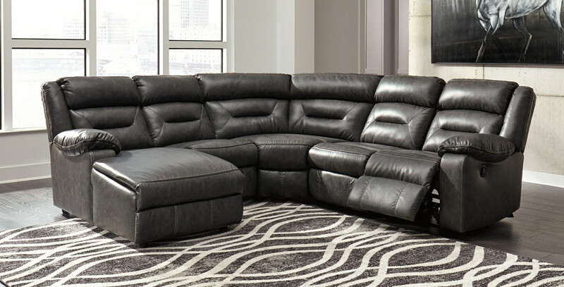 Ashley Furniture 51103-16-46-77-46-41 5 pc Coahoma gray faux leather sectional