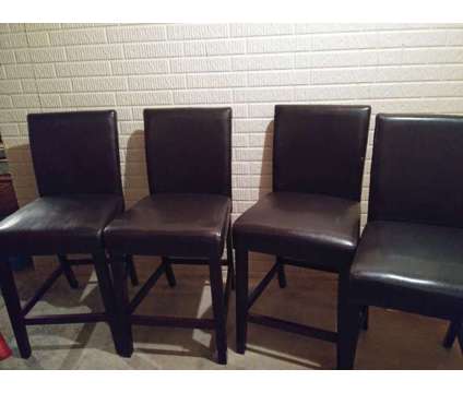 Pub table and 4 leather chairs