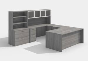 New Amber U-Shape Office Desk Suite with Storage - 6 Color Options!