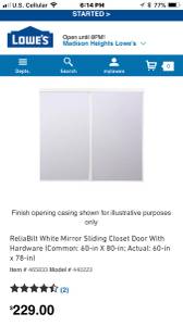 Sliding mirror closet doors