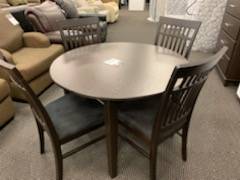 Round Brown Dining Table & 4 Chairs (Cinnaminson)