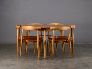 Hans Wegner Heart Set Dining Table and Chairs RESTORED Fritz Hansen (SoDo)