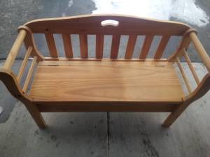 Wooden Bench with storage compartment in seat (West Valey)