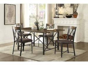 50% OFF CLEARANCE - Rustic Hardwood & Metal Dining Table (97128)