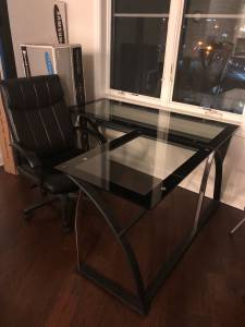 Sharper Image Desk and black chair for sale (Fort Lee NJ)