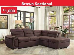 BROWN SECTIONAL PULLOUT BED (carol stream)