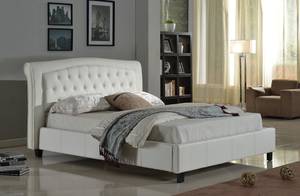 Brand New 3 PCS IVORY QUEEN BED Nice Style, Bonded Leather (Deals Furniture