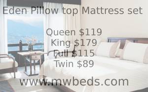 Queen Pillowtop Mattress set with Box New in plastic 5 year warranty