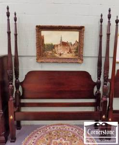 Mahogany Traditional Queen Rice Carved Poster Bed (Lutherville Timonium)