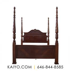 Carved Wood Four Poster Queen Bed Frame (Was 2500) (Financial District)