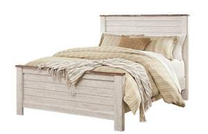 Queen sized bed frame white barn wood