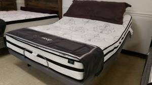 Queen Power Base Head and Foot Adjustable Bed with Hybrid Mattress