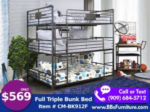 Full Triple Bunk Bed (LA, OC, IE - We Deliver)