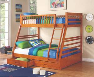 MANY NEW TWIN/FULL BUNK BEDS -WITH DRAWERS - TAKE HOME TODAY (Monroe)
