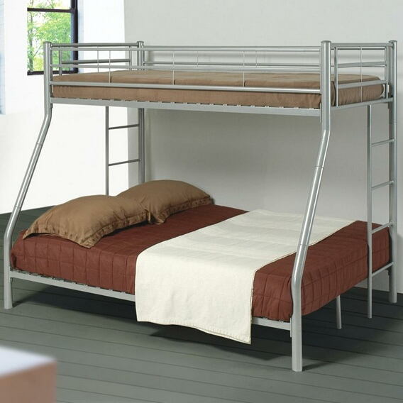 Coaster 460062 Silver finish metal twin over full bunk bed set