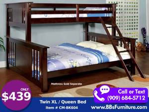 Twin XL / Queen Bunk Bed - Available in Multiple Colors (LA, OC
