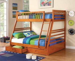 NEW 2019 ALL WOOD TWIN / FULL STORAGE BUNK BEDS ( 7 Colors ) (NEW FURNITURE for