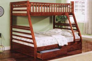 Cherry******* Twin===== Full Bunk Bed Comes with 2 Drawers (Modesto)