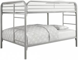 Full over full silver metal bunk bed