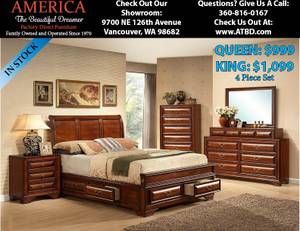 Queen 4pc Bedroom Set W/ Storage Drawers! (Lincoln)