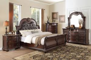 BEDROOM SET Cavalier Collection Marble Top Solid Wood New