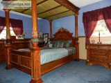 Amazing Marble and wood queen canopy post bedroom set - Pri