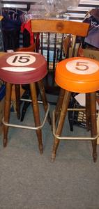 Two Padded Pool Ball #15 and #5 Stools (Auburn)