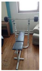 Exercise bench and bar with weights