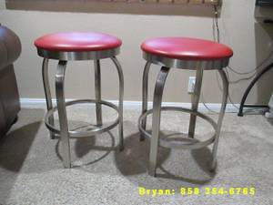 Bar Stools: Stainless Steel/Leather (Escondido)