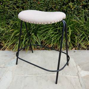 Iron and Linen Counter Stool (Nadeau Furniture)