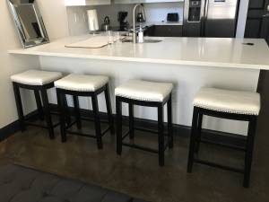 4 Modern White Leather bar/counter stools (Midtown)