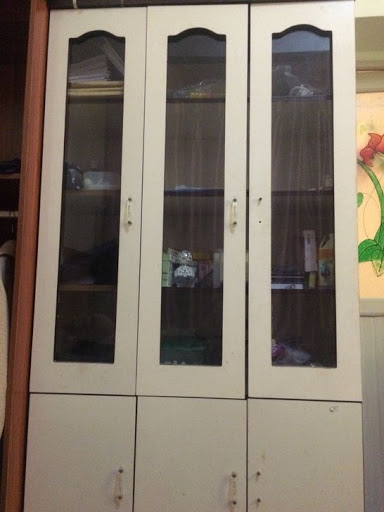 used study room bookcase wood glass 6 doors great condition!