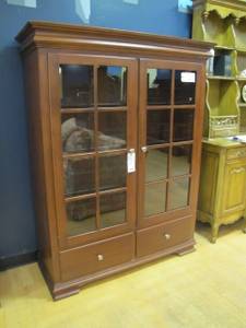 Amish Made Solid Cherry 2 Door Display Curio Cabinet with Glass Shelve