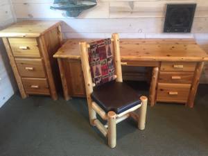 Pine Desk, Filing Cabinet and Chair (Cook)