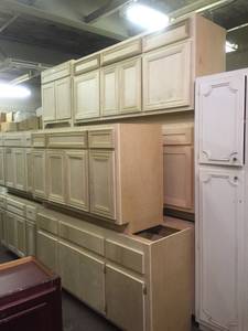 Entire kitchen and bathroom set wood cabinets