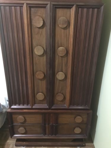 Antique solid wood Armoire With shelves and drawers