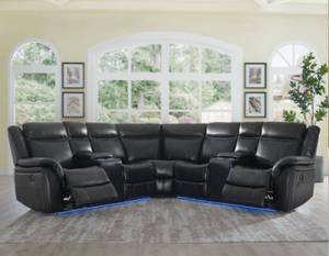 Black Lighted Sectional w Power Recliners