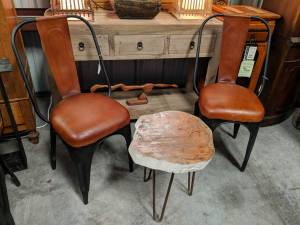 Leather Industrial Iron Dining Chair - Artisan Crafted Designer