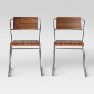 Set of 2 Sled Dining Chair Wood and Metal Silver - Project 62 (10470 Hudson