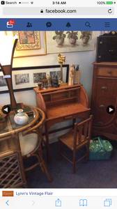 Antique child's roll top desk and chair (Rowley)