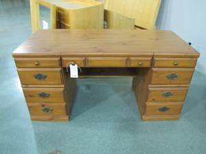 Maple Office Desk with Filing Cabinet Drawers (Zanesville)