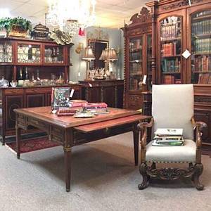Fabulous French Bookcase, Desk, Chests, Pair Designer Leopard Chairs