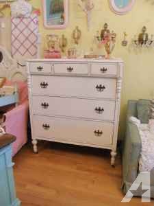 tall antique shabby chic dresser white distressed cottage - $550 (vintage chic